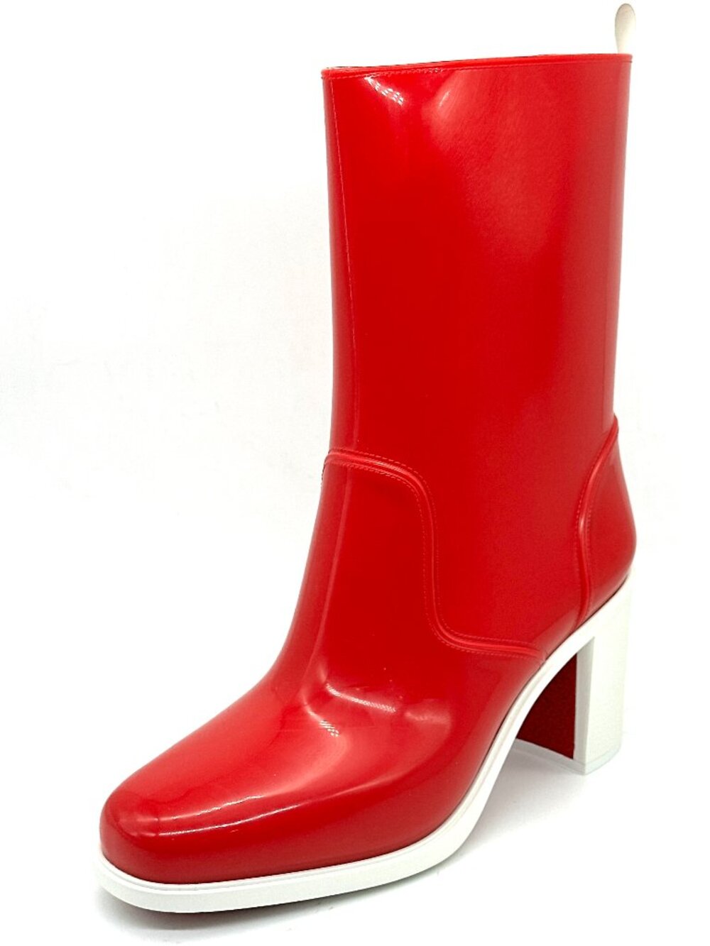 Christian Louboutin LOUBIRAIN 70 PVC Rubber Rain Rainboots Block Heel Boots - Picture 4 of 14